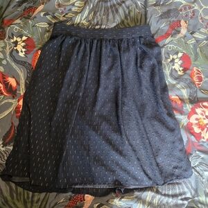 Jcrew Navy A-Line Skirt with Gold Metallic Stitching